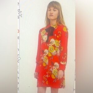 Zara orange printed dress size small